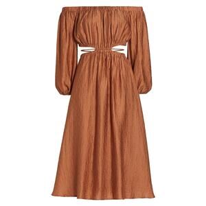 Astr The Label 'Cassian' Brown Cut-Out Long Sleeve Maxi Dress Size S